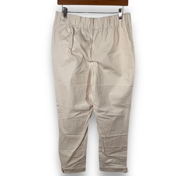 Isaac Mizrahi Cream Stretch Snap Hem Ankle Pants 10 - Picture 4 of 10